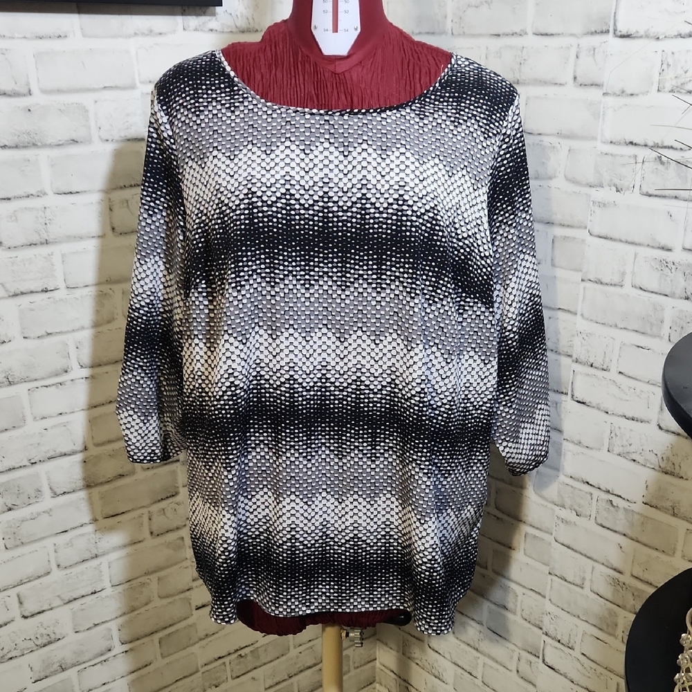 Croft & Borrow SZ 2X Black/White Blouse